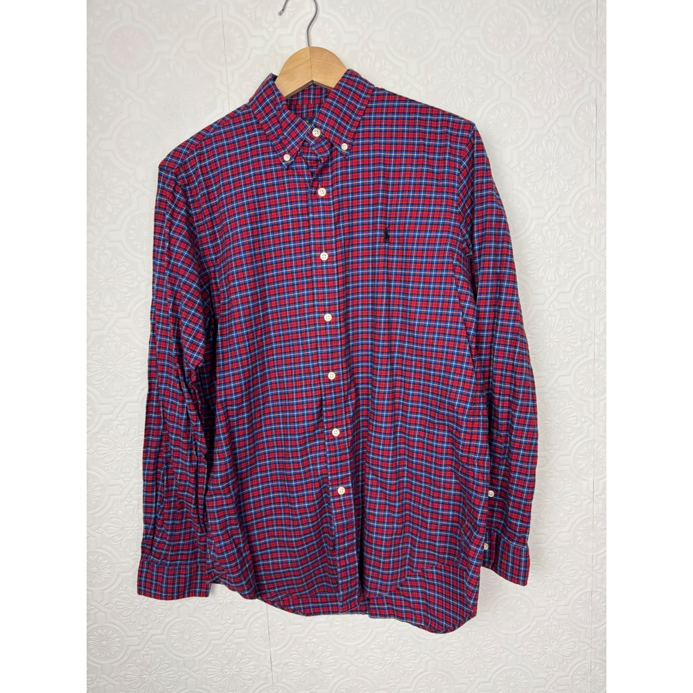 Ralph‎ Lauren Mens Medium Plaid Button Down Shirt Red Blue Yellow Long Sleeve